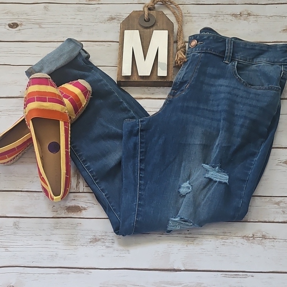 Maurices Medium Wash Mid-Rise Factory Distressed Jeans